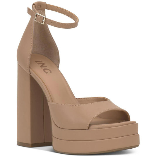 INC Womens Arya Tan Buckle Platform Sandals Shoes 10 Medium (B,M)