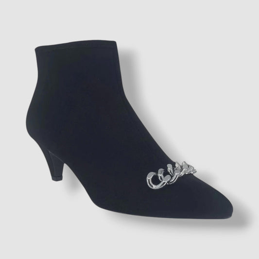 Impo Women's Black Elicia Chain Stretch Ankle Bootie Shoes Size 9