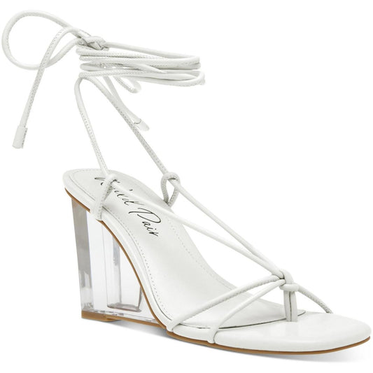 Wild Pair Womens SANTEAGO White Wedge Heels Shoes 9.5 Medium (B,M)