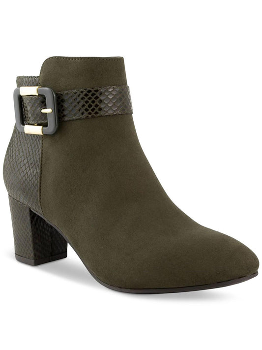 KAREN SCOTT Womens Brown Comfort Ivyy Almond Toe Block Heel Zip-Up Booties 7 M