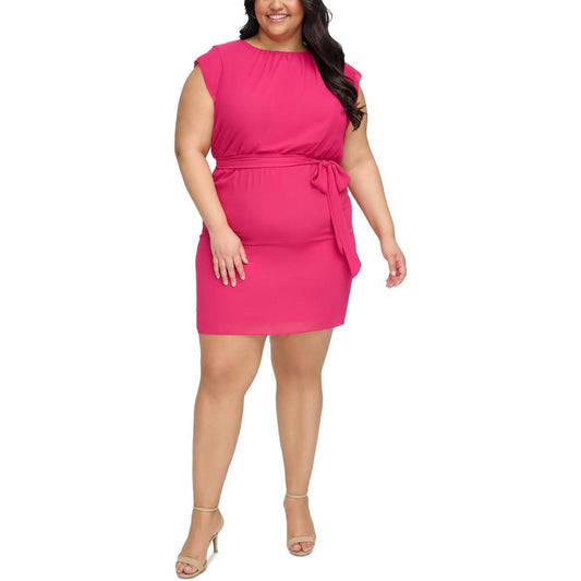 Jessica Howard Womens Gathered Above Knee Shift Dress Plus 24W