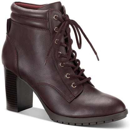Style & Co. Womens Laurellee Red Combat & Lace-Up Boots 8 Medium (B,M)