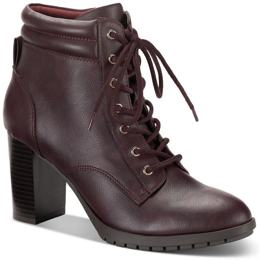 Style & Co. Womens Laurellee Red Combat & Lace-Up Boots 8 Medium (B,M)