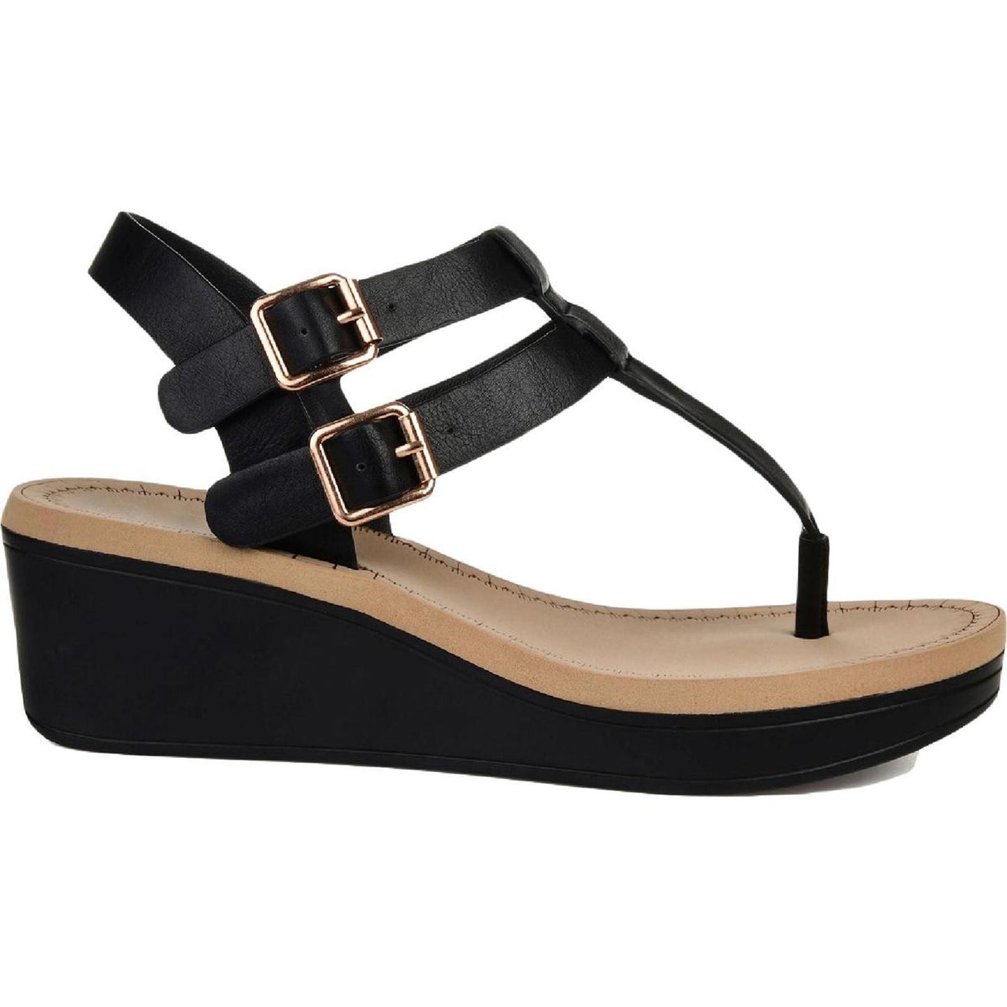 Journee Collection Womens Bianca Faux Leather Strappy Wedges Shoes 7.5 M