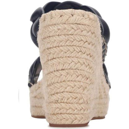 Kenneth Cole New York Womens Olivia Braid Braided Open Toe Wedge Sandals 10 Medium (B,M) / Black