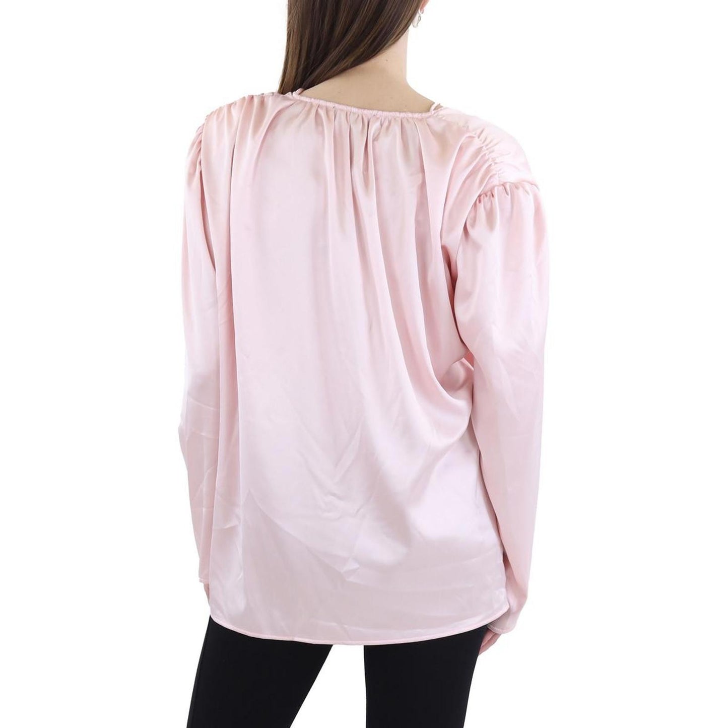Beulah Womens Pink Wrap High Low Blouse Button-Down Top O/S