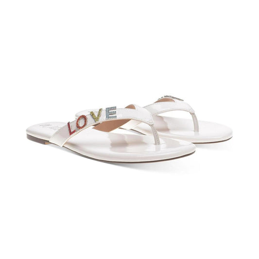 Wild Pair Womens Fantasia Patent Embellished Flat Sandals Shoes
