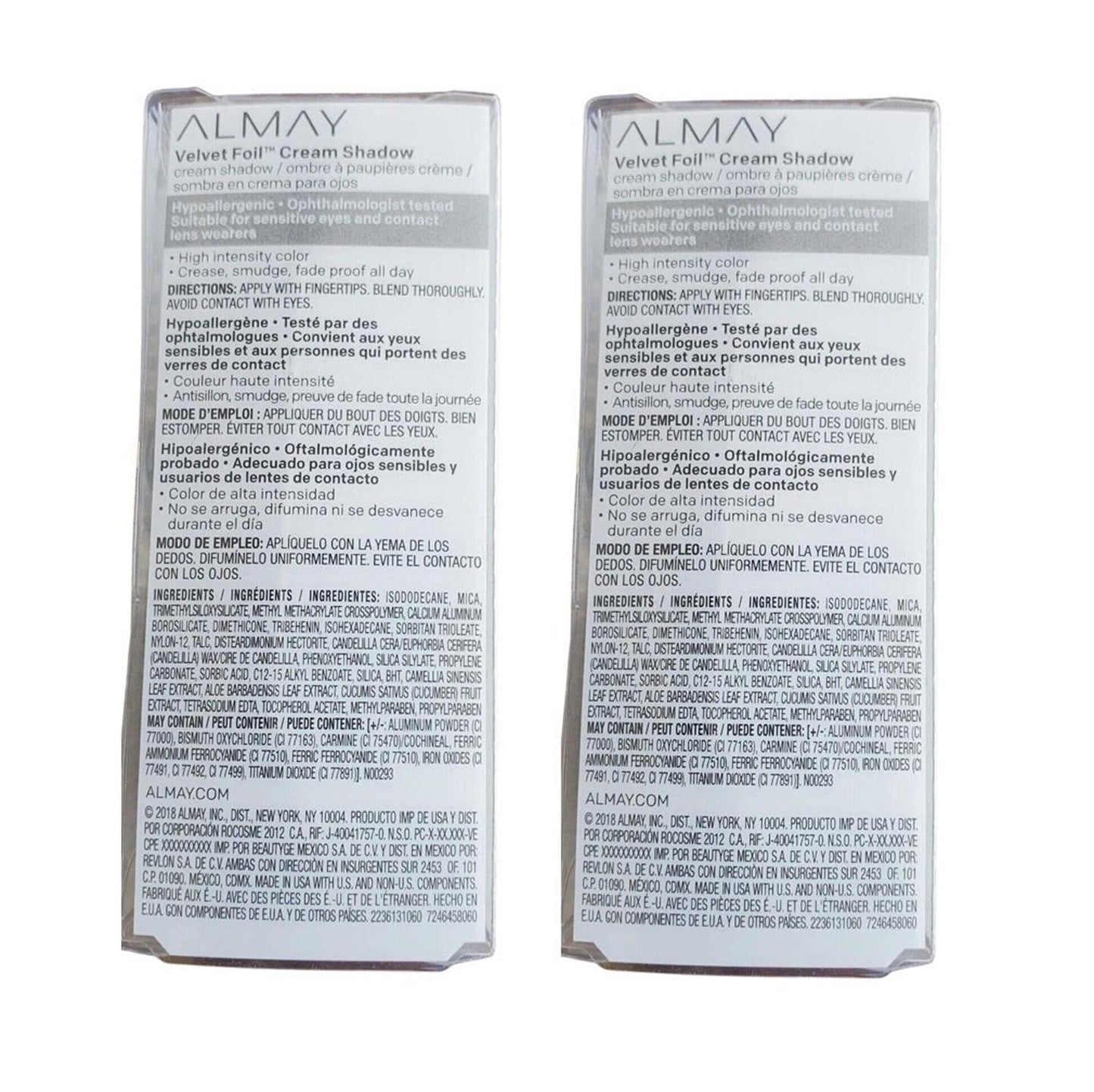 Paquete de 2 sombras de ojos en crema Almay Velvet Foil, Lunar Disco 060