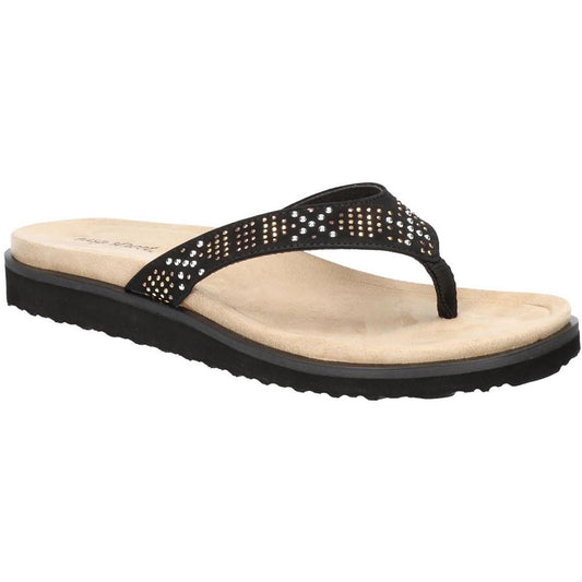 Easy Street Womens Stevie Black Thong Sandals Flats
