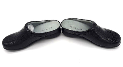David Tate Catalina CHS19-612 Zuecos tipo mule de cuero negro para mujer, talla 6M, nuevos