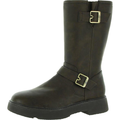 Dr. Scholl's Shoes Womens VIP Faux Leather Moto Mid-Calf Boots