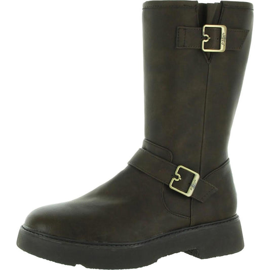 Dr. Scholl's Shoes Womens VIP Faux Leather Moto Mid-Calf Boots