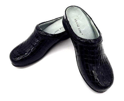 David Tate Catalina CHS19-612 Zuecos tipo mule de cuero negro para mujer, talla 6M, nuevos