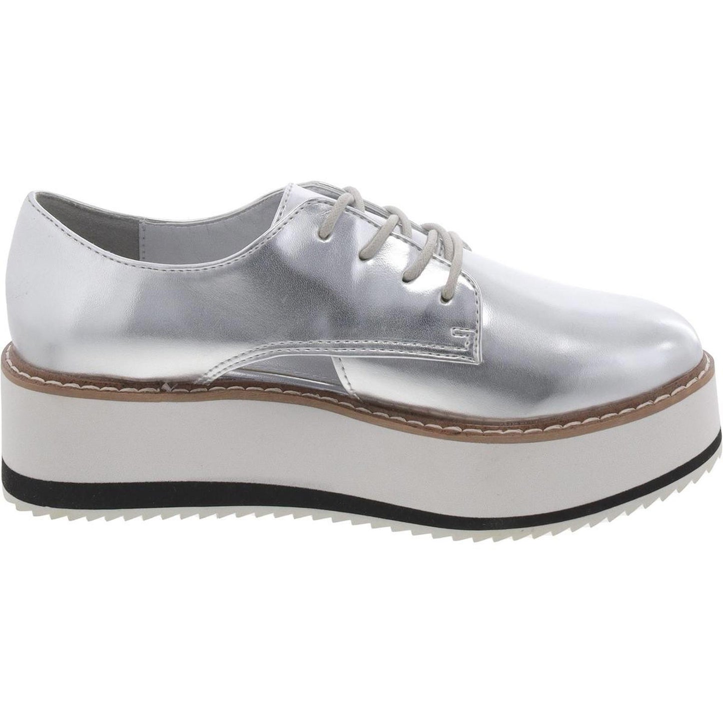 Steve Madden Womens Gina Faux Leather Metallic Oxfords