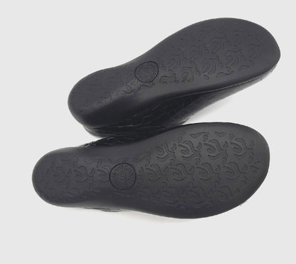 David Tate Catalina CHS19-612 Zuecos tipo mule de cuero negro para mujer, talla 6M, nuevos