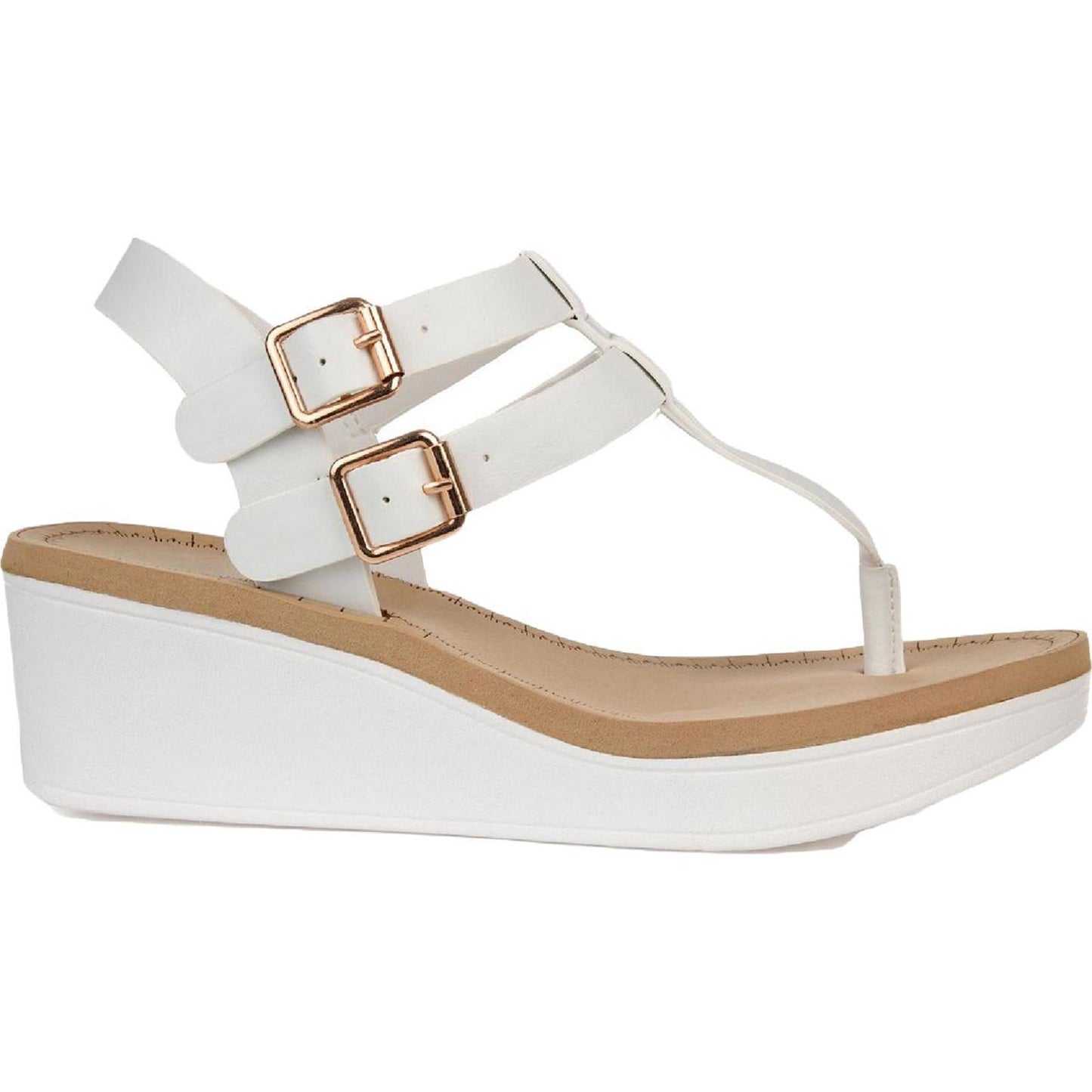 Journee Collection Womens Bianca Faux Leather Strappy Wedges Shoes 7.5M
