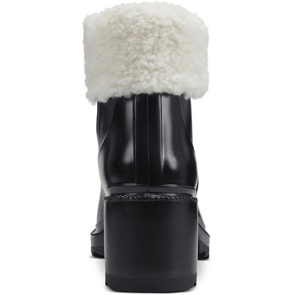 INC Womens Eadin Black Faux Fur Trim Rain Boots Shoes 10 Medium (B,M)