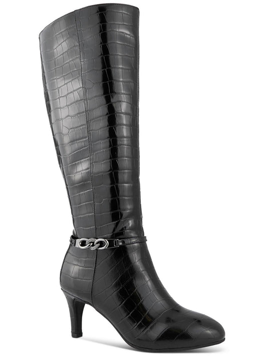 KAREN SCOTT Womens Black Chain Goring Hanna Almond Toe Kitten Heel Boots 6.5 M